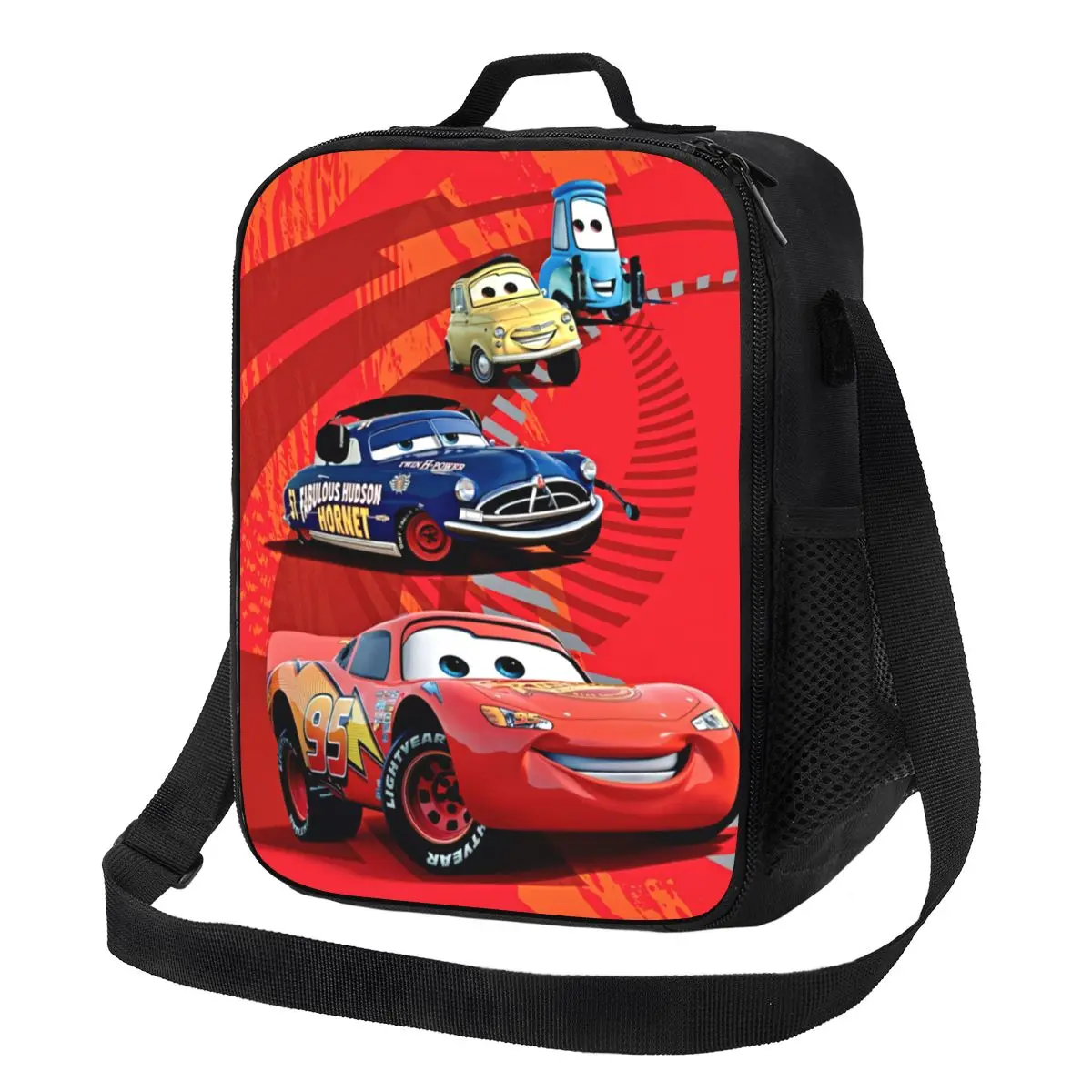 Custom Team Lightning McQueen Racer Thermal Insulated Lunch Bag Women Lunch Tote for Kids School Children Storage Bento Food Box