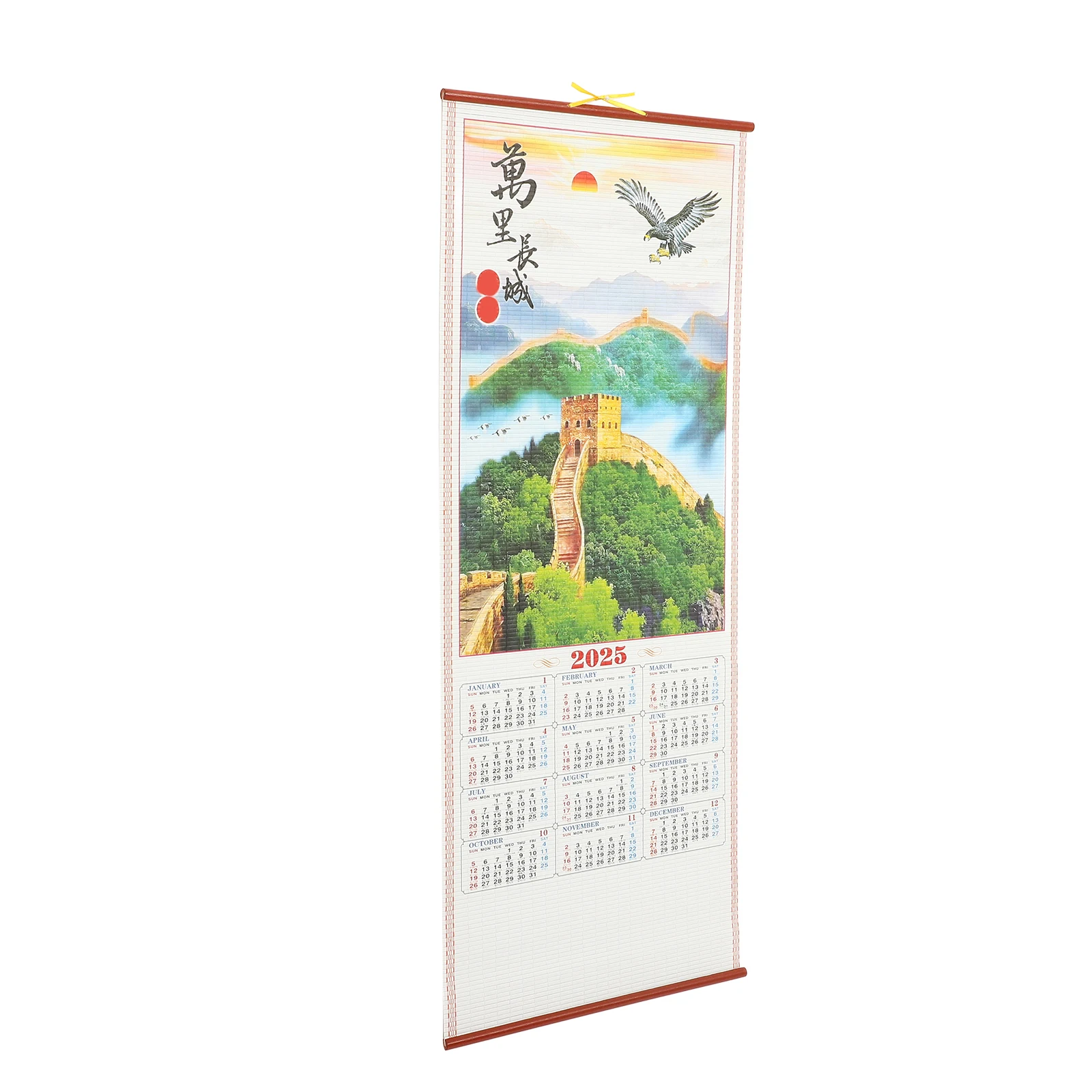 

Imitation Rattan Wall Calendar Clear Printed Monthly Holiday Hanging Daily Chinese Scroll 2025 Snake Year Decor Lightweight