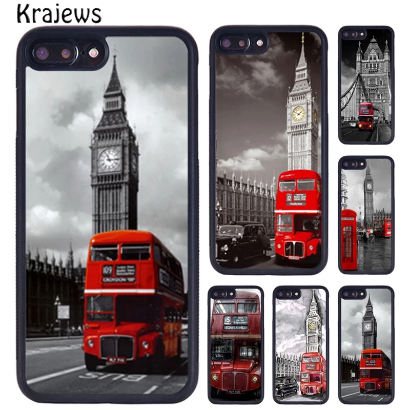 Krajews London Red Bus Big Ben Phone Case For iPhone 16 15 14 X XR XS 11 12 mini 13 Pro MAX Plus cover shell coque