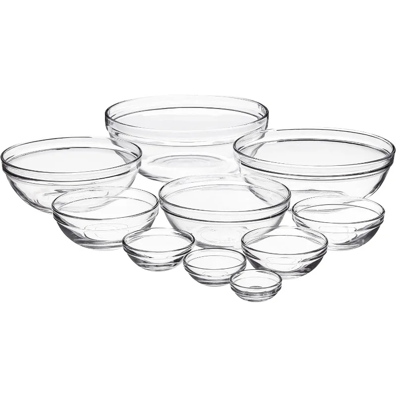 

10 Piece Mixing Bowl Set, Nesting Serving Bowls & Mixing Bowls (1 oz, 2 oz, 4 oz, 6 oz,10 oz,16 oz,1 Qt, 1.5 Qt, 2.5 Qt, 3.5 Qt)