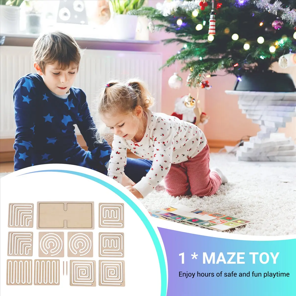 AA77 Wooden Maze Toy Left and Right Brain Development Maze Toy Maze Activity Board Pen Control Training Board
