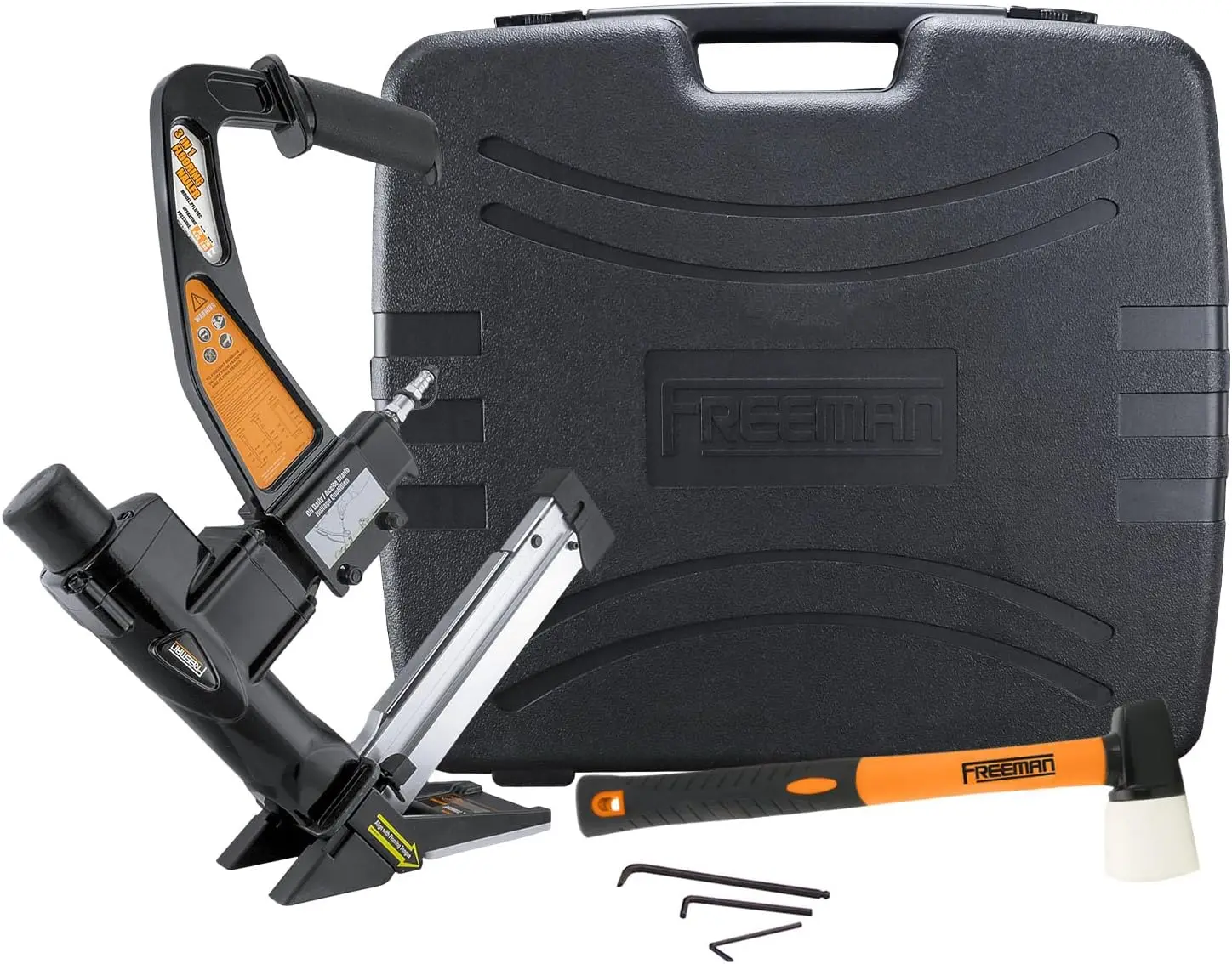 Freeman PFL618BR Pneumatic 3-in-1 15.5-Gauge dan 16-Gauge 2 "FlooringStapler dengan palu lantai, pelat dasar yang dapat dipertukarkan