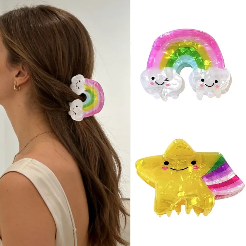

Заколка для волос «Радуга и звезды» (1 шт.), женская, с милым мультяшным дизайном, модный игривый аксессуар, стильное украшение для девочек, для повседневных образов