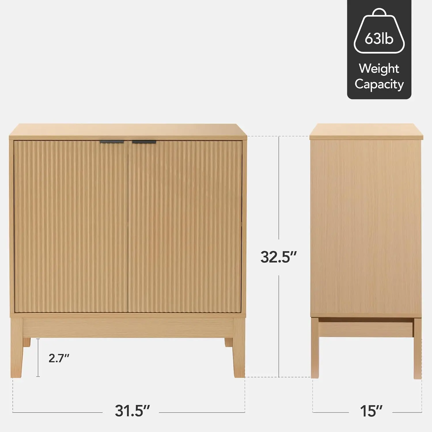 2-Door ern Storage Cabinet, Buet, Sideboard, Media Cabinet, Cupboard, Entryway Accent Table, Bookcase w/Reeded Panels and Adjust image 4