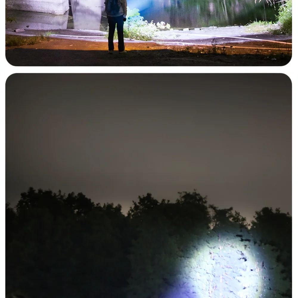 Durable LED Flashlight Rechargeable Zoomable Torch Tactical Light For Outdoor Hiking Camping Emergency Search Night Activities