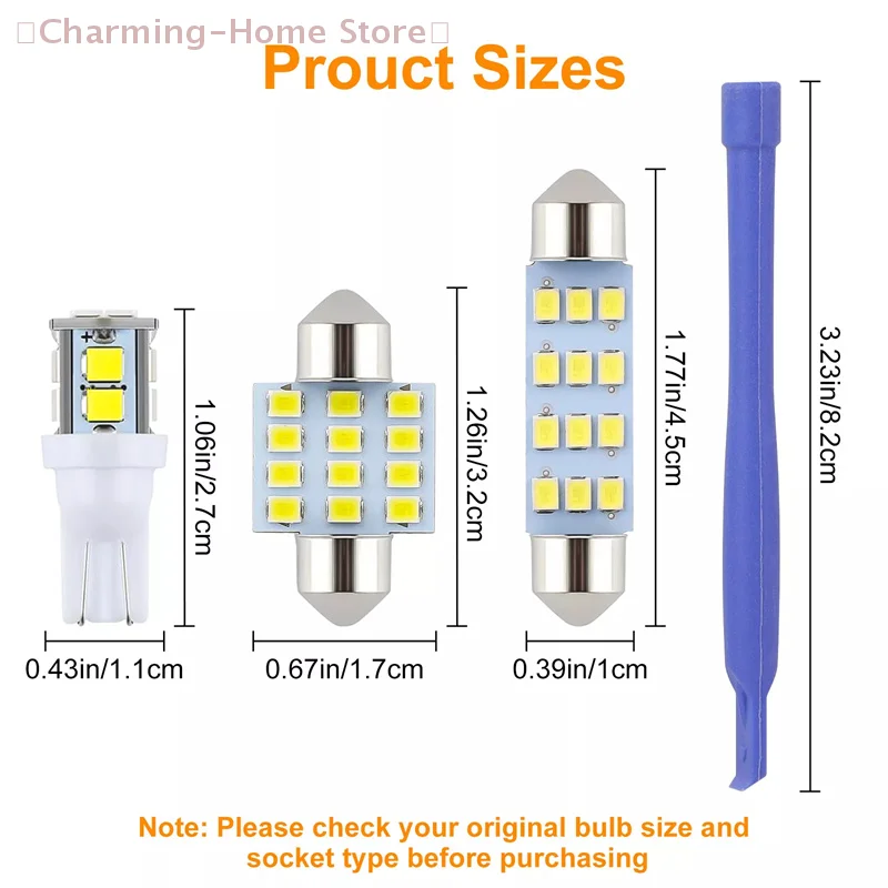 

【M】24pcs Universal T10 Car Led Light Bulb White Car Interior Dome License Plate Festoon Map Reading Light Mixed Lamp Set