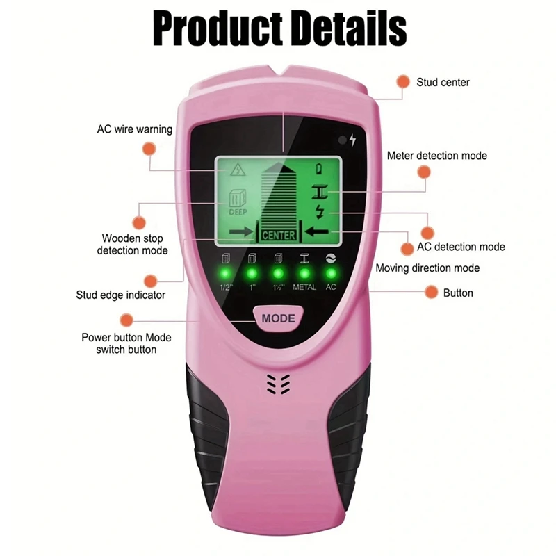 5-in-1 Wall Scanner Wood Current Detector Edge Center Finding Digital Stud Finder Sensor Wall Multi Function Scanner-A07G