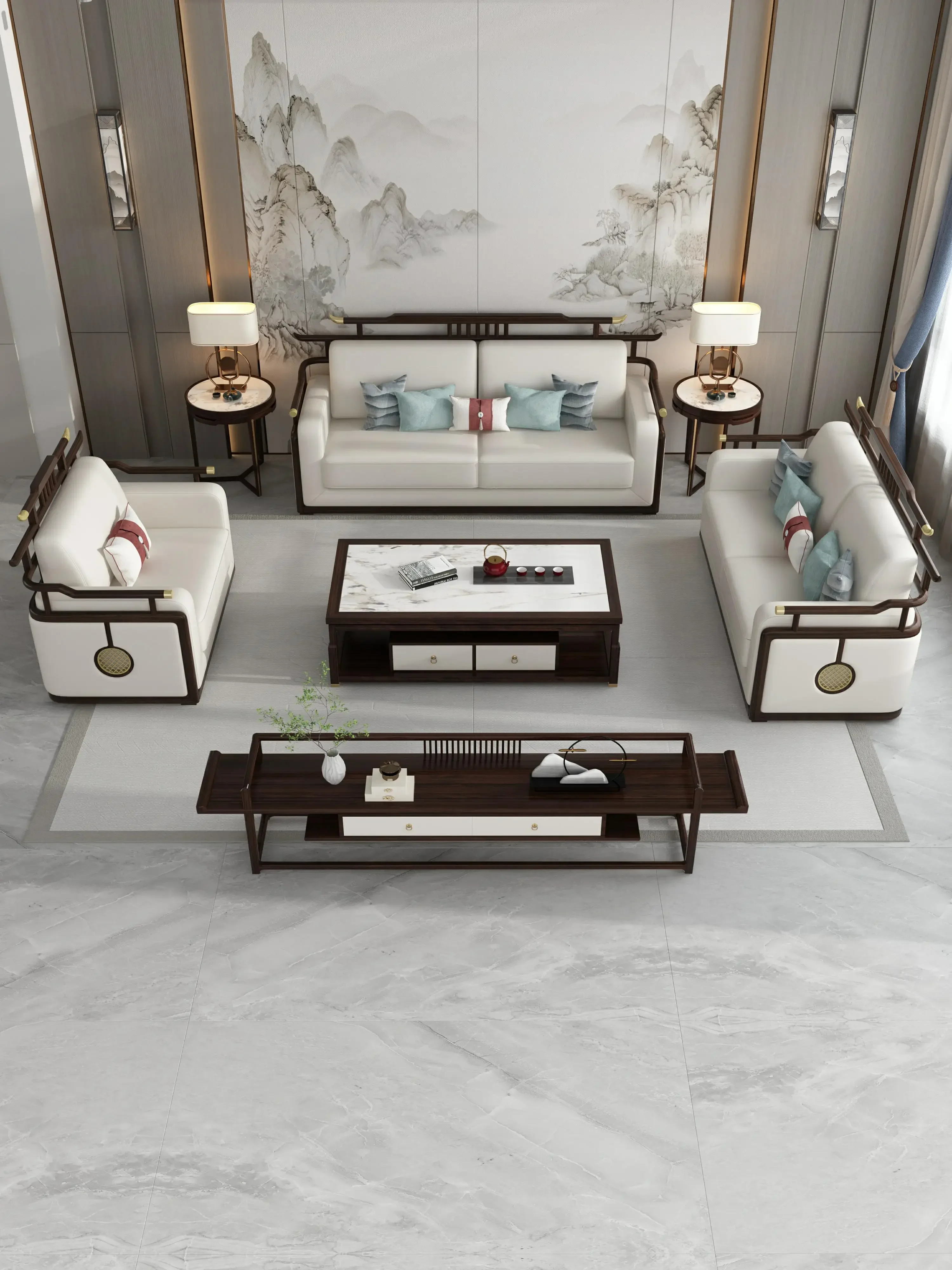 Ebony light luxury home modern 123 + large and small apartment combination home