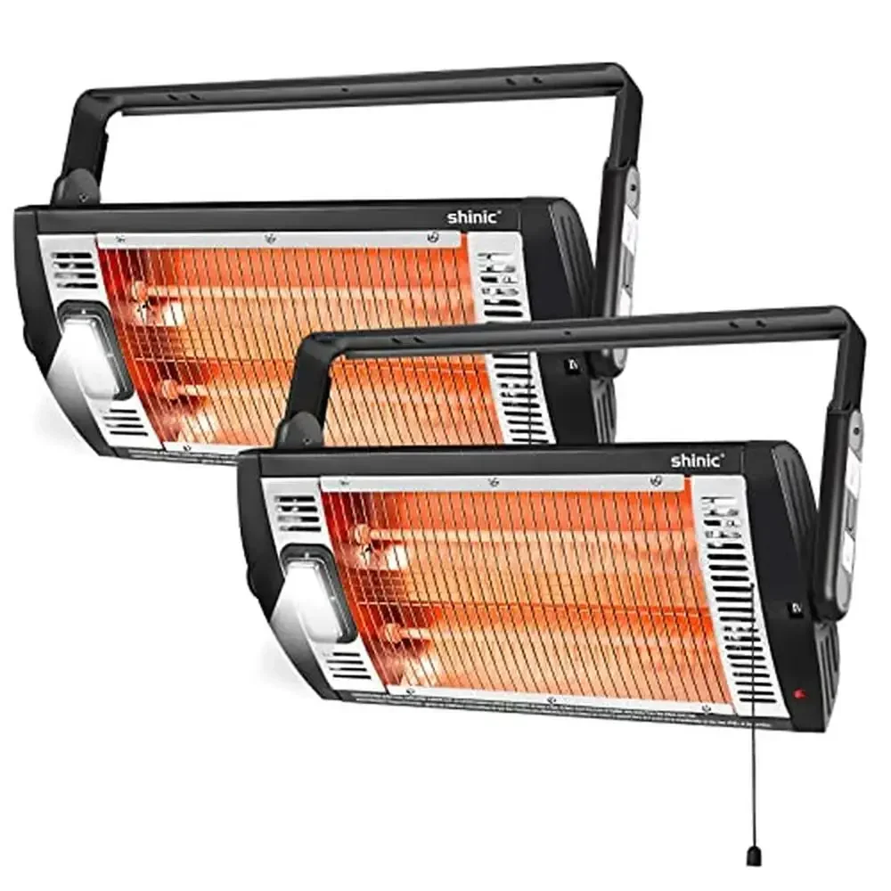 

Electric Ceiling Mounted Garage Heater 750W/1500W Halogen Light 90° Rotation 5 Modes Overheat Protection ETL Listed Commercial