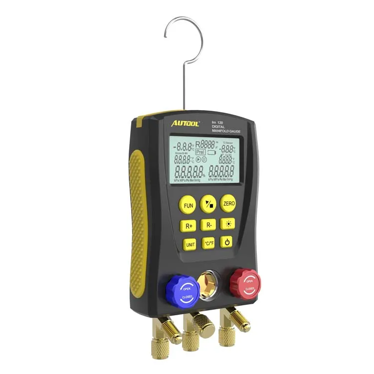 AUTOOL LM120 High Quality Automotive RefrIgeration Vacuum Gauges HVAC AC Temp Digital Manifold Pressure Gauge Detection Tool