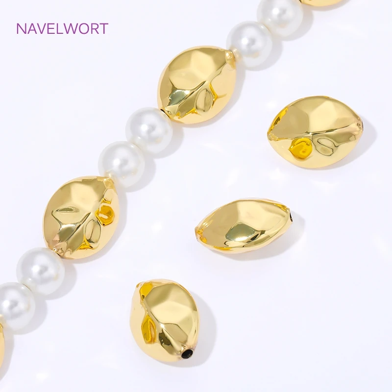Cuentas espaciadoras irregulares chapadas en oro de 18 quilates para la fabricación de pulseras, separadores para cuentas, cuentas decorativas de latón, accesorios de joyería DIY