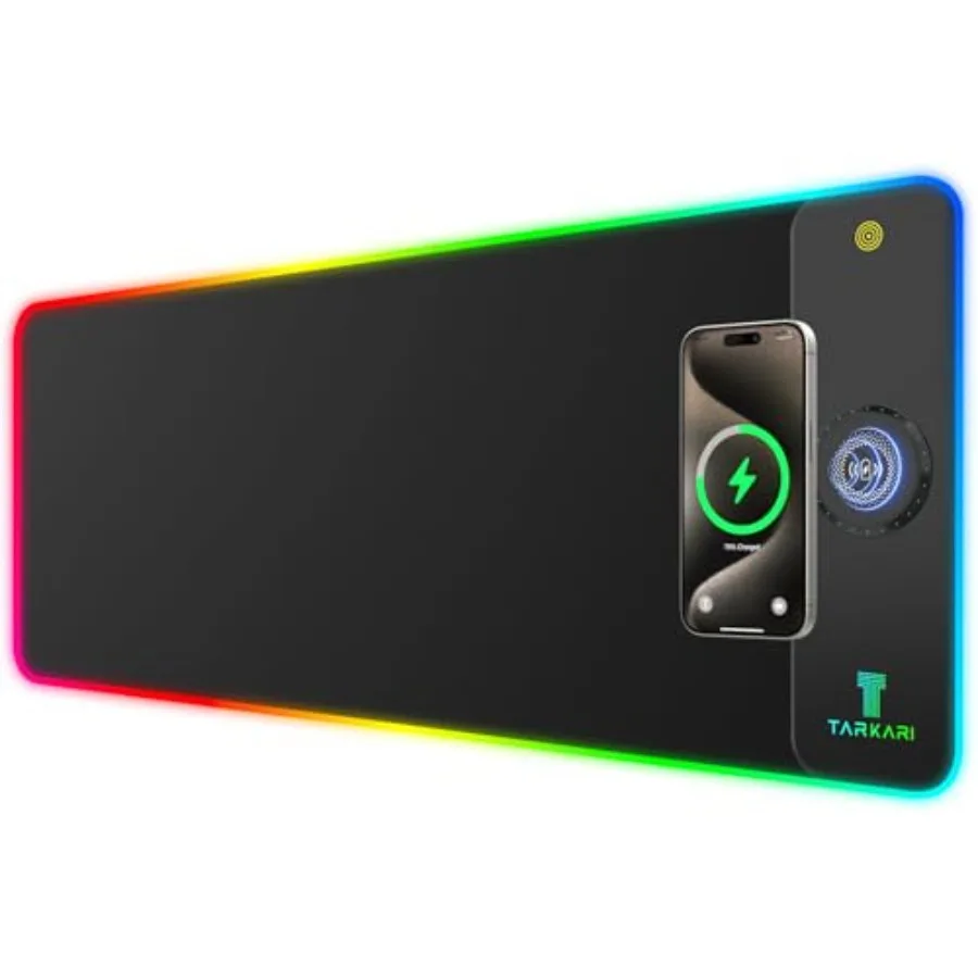 Magnetic Wireless Charging RGB Mouse Pad, Large Gaming Desk Mat, 31.5"x11.8" Waterproof Mousepad, Ultra-Smooth Surface, Non-Sli