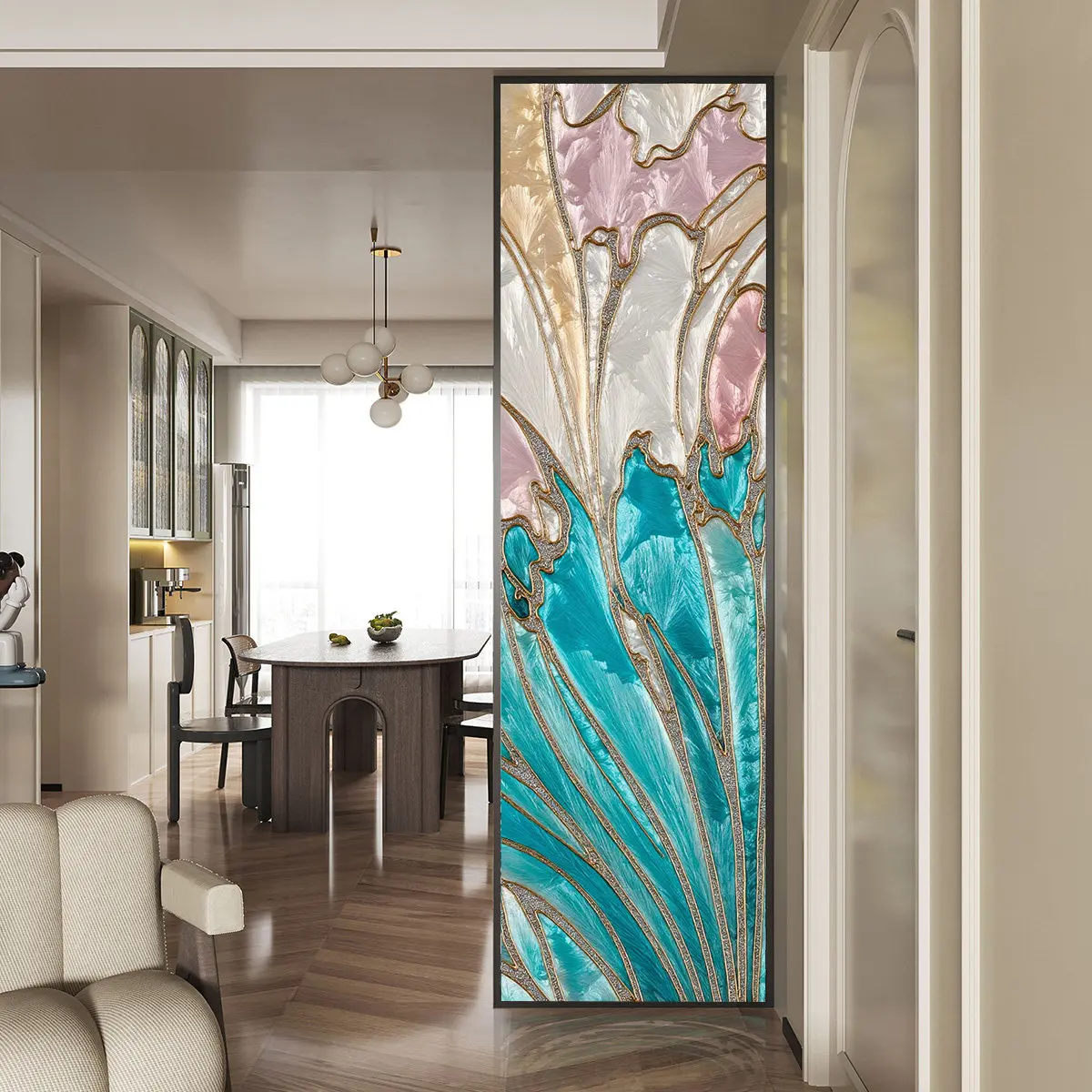 Chinese retro handmade filigree enamel color porch screen decoration new line indomitable partition art glass