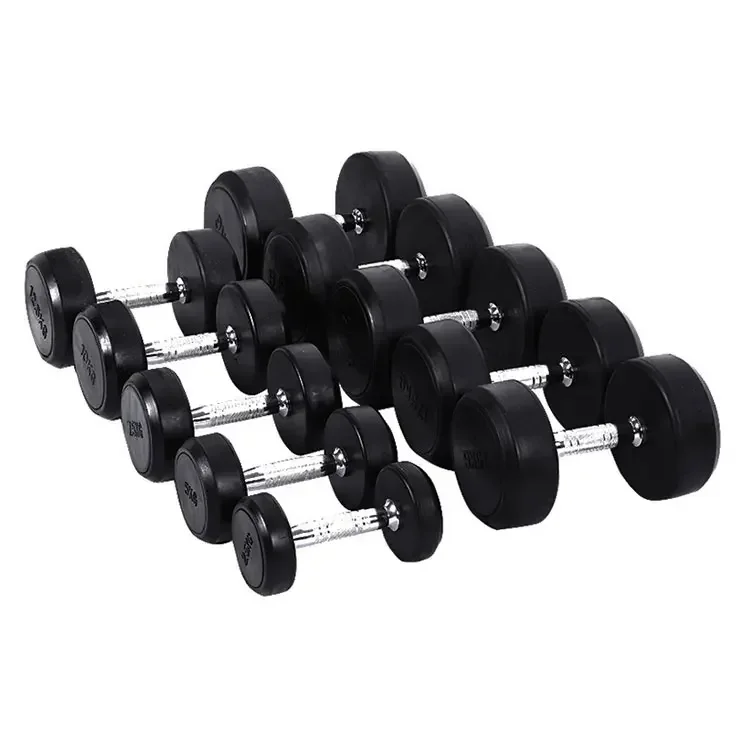 5-10kg gym home dumbbell plastic black fixed dumb round head dumbbell fitness equipment commercial fitness dumbbells.