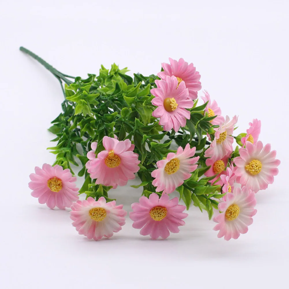 Daisy Artificial Flowers 5 Branch Cute For Wedding Garden Decor In Outdoor Plastic Plants Reusable Silk 1 Bouquet