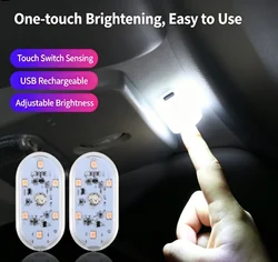 LED Touch Light Mini Wireless Car Interior Lighting Auto Roof Ceiling Reading Lamp for Door Foot Trunk Storage Box USB Charging