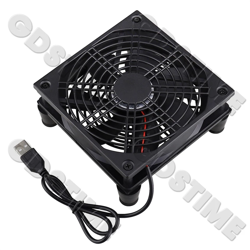 Gdstime 5V USB Router Fan 80mm 92mm 120mm 140mm DIY TV Box Ball/Sleeve Cooler W/Controller & Protective Net Desktop Cooling Fan