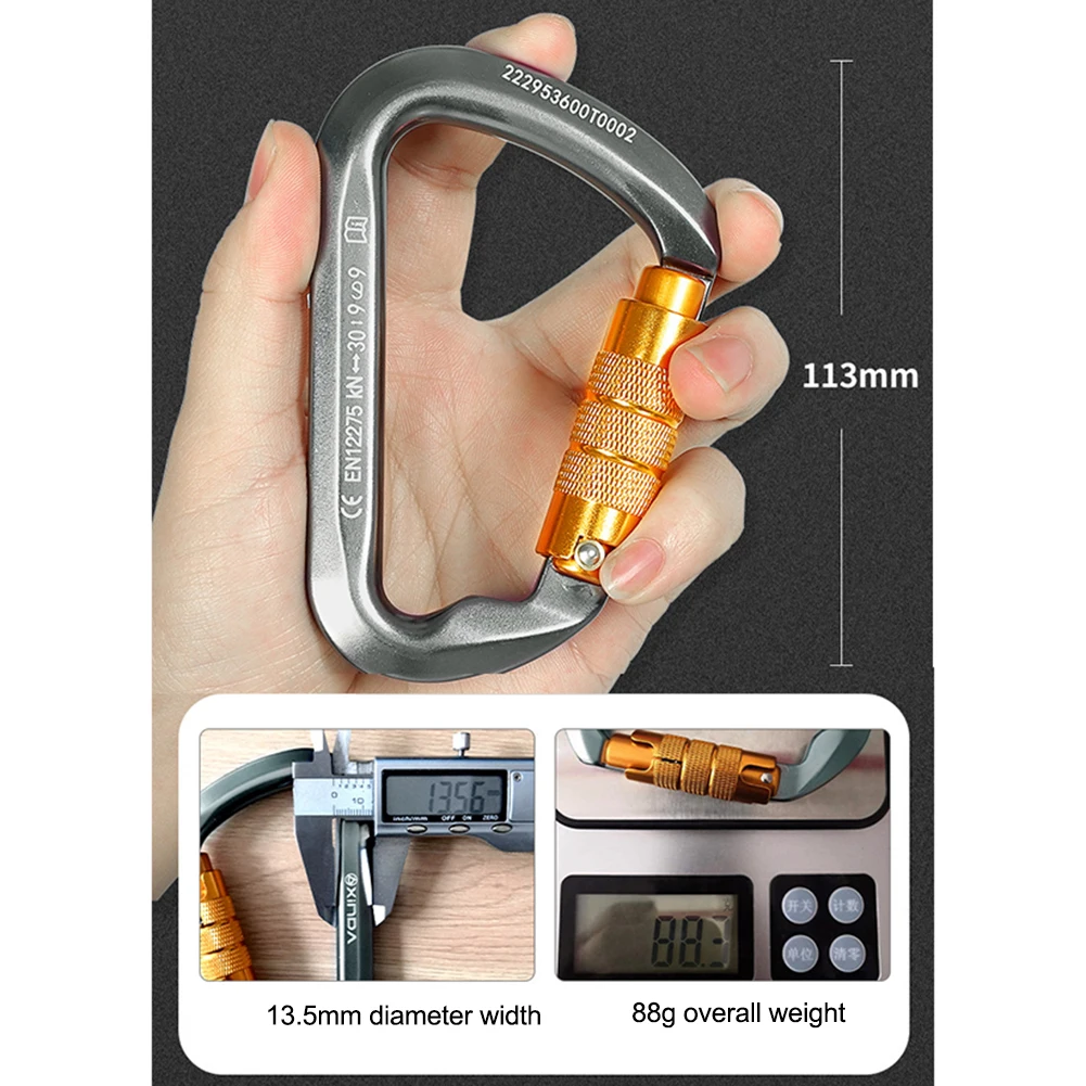 30kN Rock Climbing Carabiner Heavy Duty Caribeaner Clips Mountain Caribiniers for Climbing Mountaineering Rappelling Camping view 3