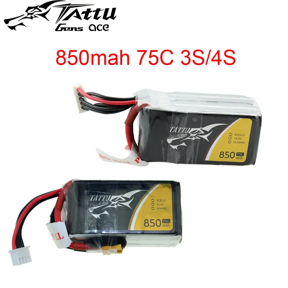 Akumulator Tattu LiPo 1S 2S 3S 4S 220 450 650 850 1300 1550 1800 2500MAh 45C 75C 95C XT30 XT60 Wtyczka do drona wyścigowego RC FPV