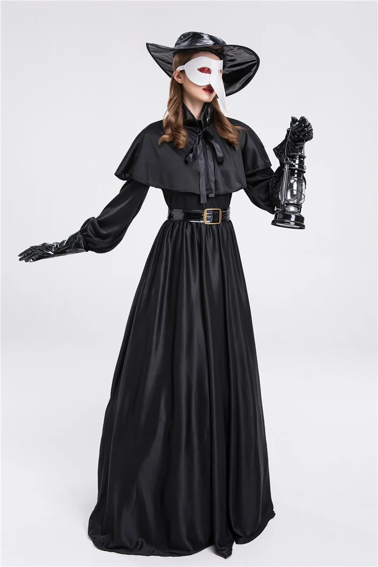 Middeleeuws kostuum voor vrouwen Crow Doctor k Castle Hero Outfit Plague Mouth Performance Cosplay Kleding Halloween Thema