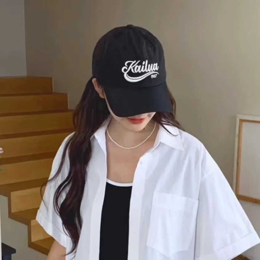 

All-Match Soft Top Embroidery Letter Baseball Cap Women's Big Head Circumference Couple Peaked Cap