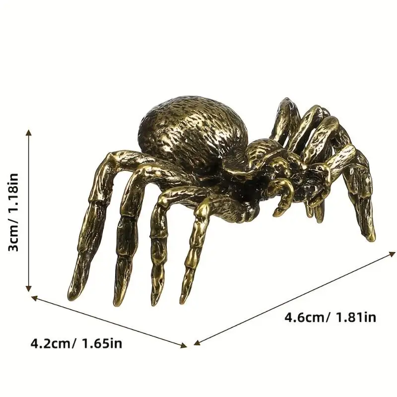 Kreative Messing-Spinnenfigur Miniatur-Kupfer-Insekten-Desktop-Dekoration Vintage Teetier Handwerkskollektion – Detail 10