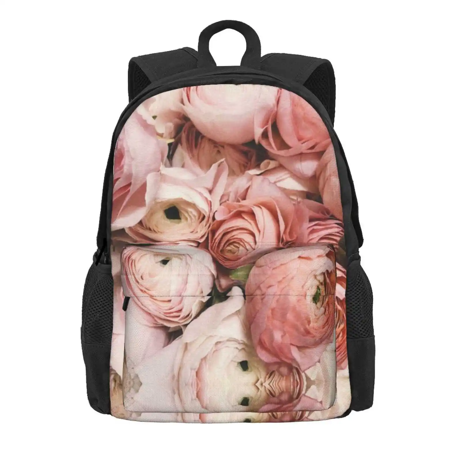 Pink Peonies Hot Sale Schoolbag Backpack Fashion Bags Peony Peonies Pink Flowers Roses Floral Nature Botanical