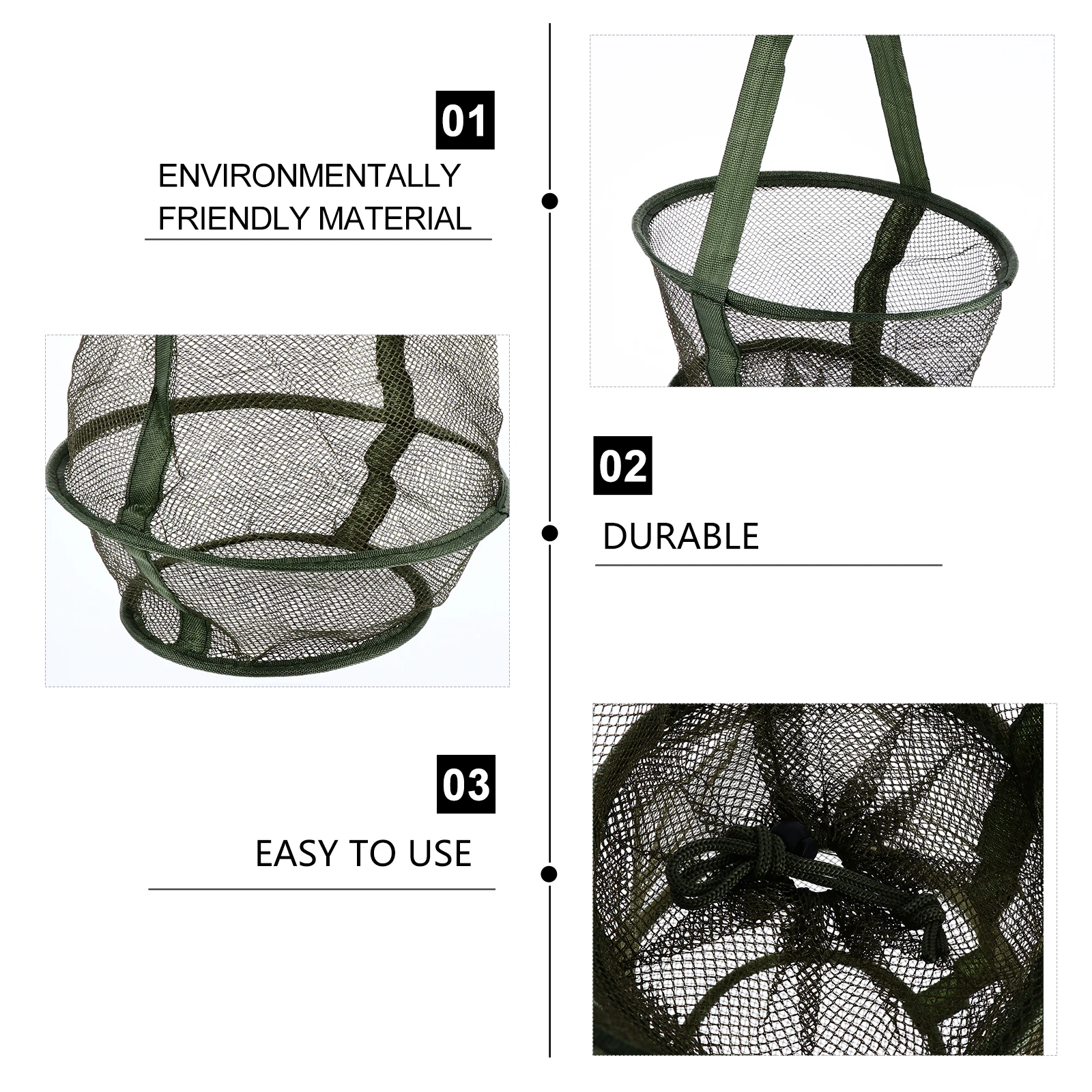 

Foldable Bait Cast Mesh Trap Portable Net Shrimp Cage Nylon Durable For Crabs Lobster Minnow Outdoor Use Lightweight