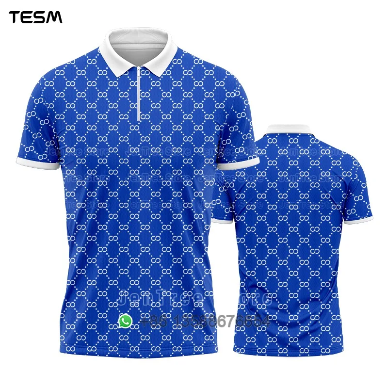 Sport POLO Shirt Men Summer New V-neck T-shirt Street Trendy Short Sleeve 3D HD Print Top