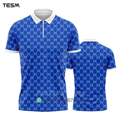 Sport POLO Shirt Men Summer New V-neck T-shirt Street Trendy Short Sleeve 3D HD Print Top