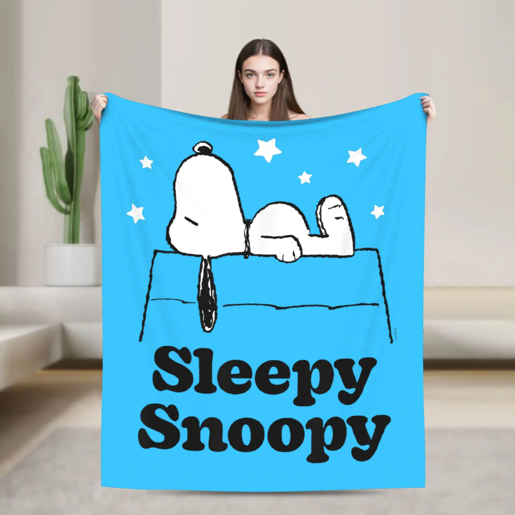 

Фланелевое одеяло Sleepy Snoopys, забавное одеяло с героями мультфильмов для дивана, постельное белье для гостиной, 200x150 см, ковер,