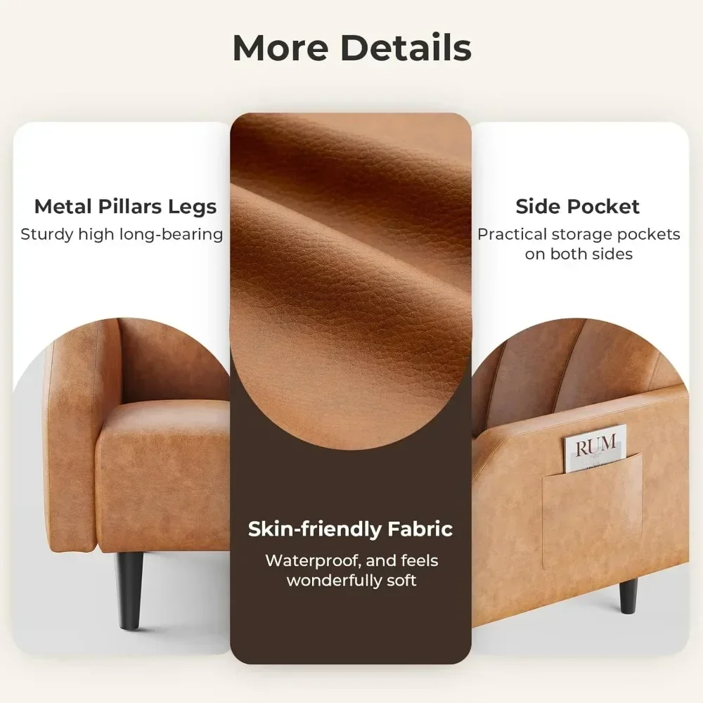 78인치 푸톤 소파 침대, 2인용 인조 가죽 푸톤 슬리퍼 소파 (조절 가능한 등받이 포함)