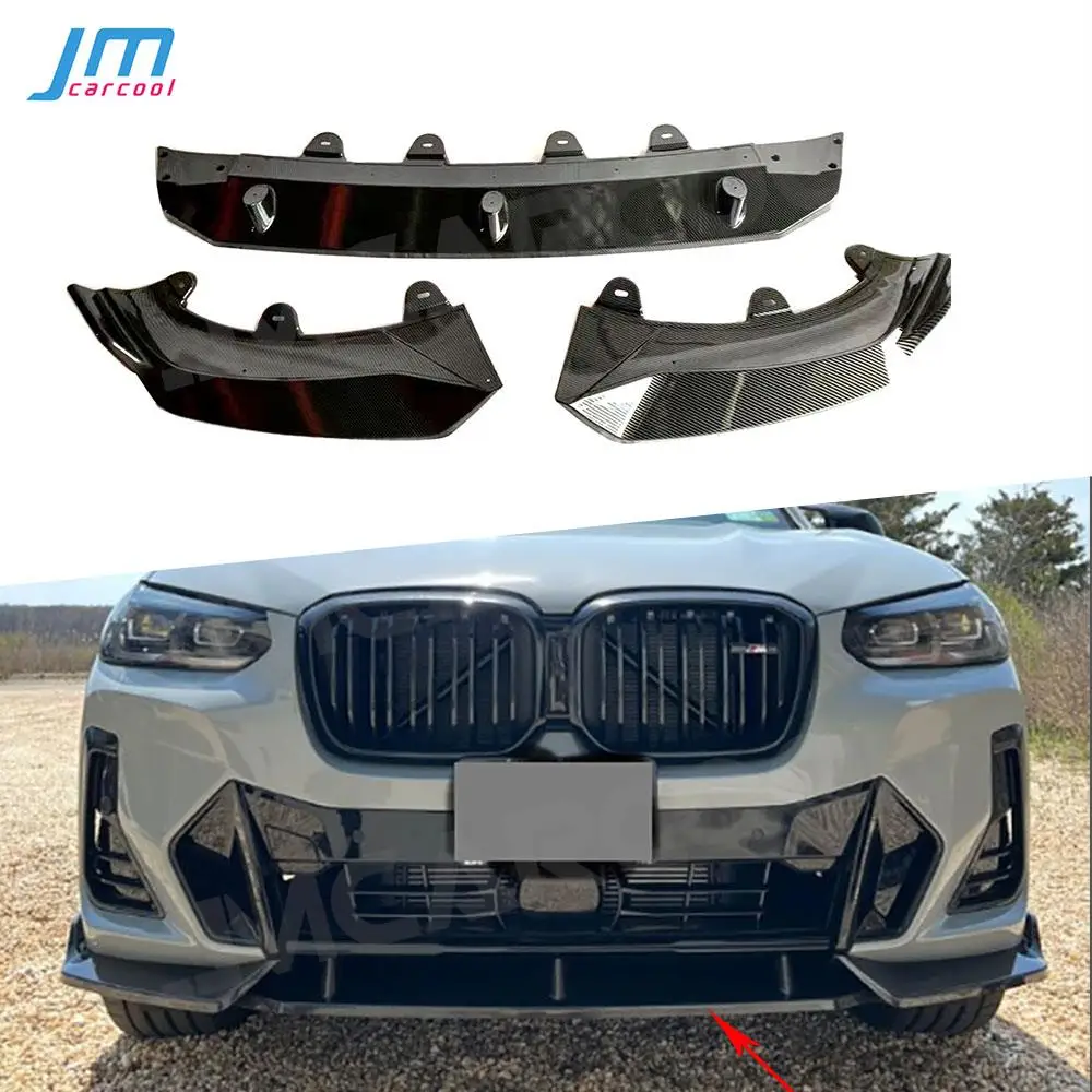 ABS Gloss Black Car Front Bumper Lip Chin Spoiler Extension Covers For BMW X3 G01 X4 G02 M Sport 2022 UP Front Splitter Parts