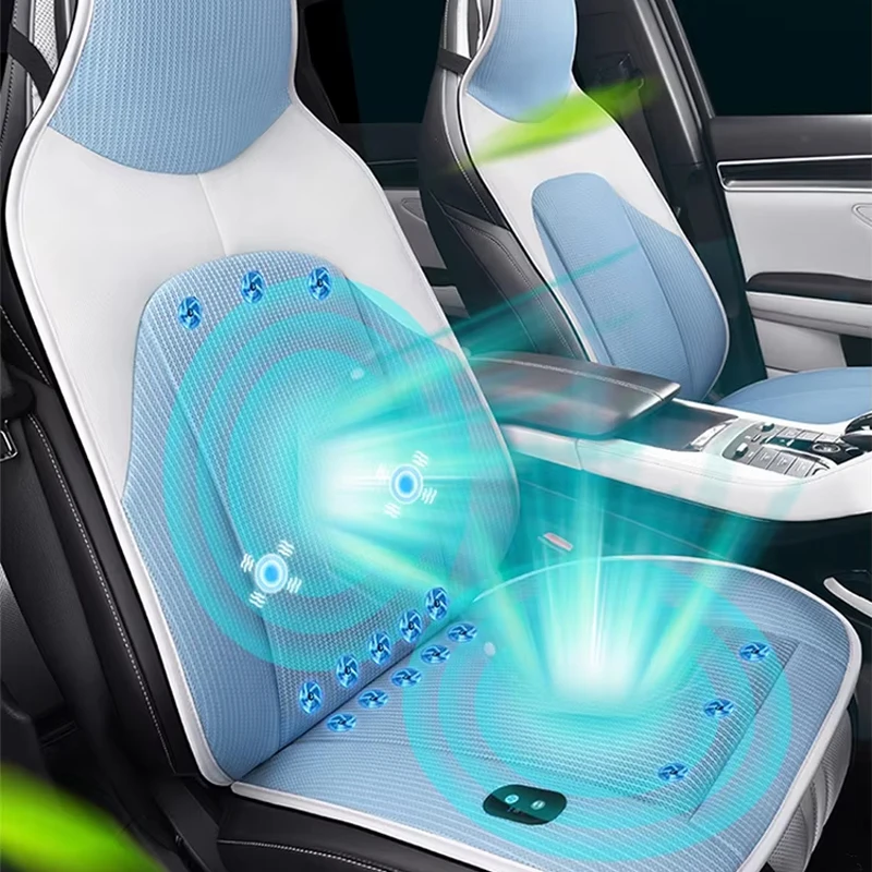 Summer Car Seat Cool Ventilation Cushion Sheet with 16 Fans Massage Universal Fit for Truck And Car Pink Green 12V/24V