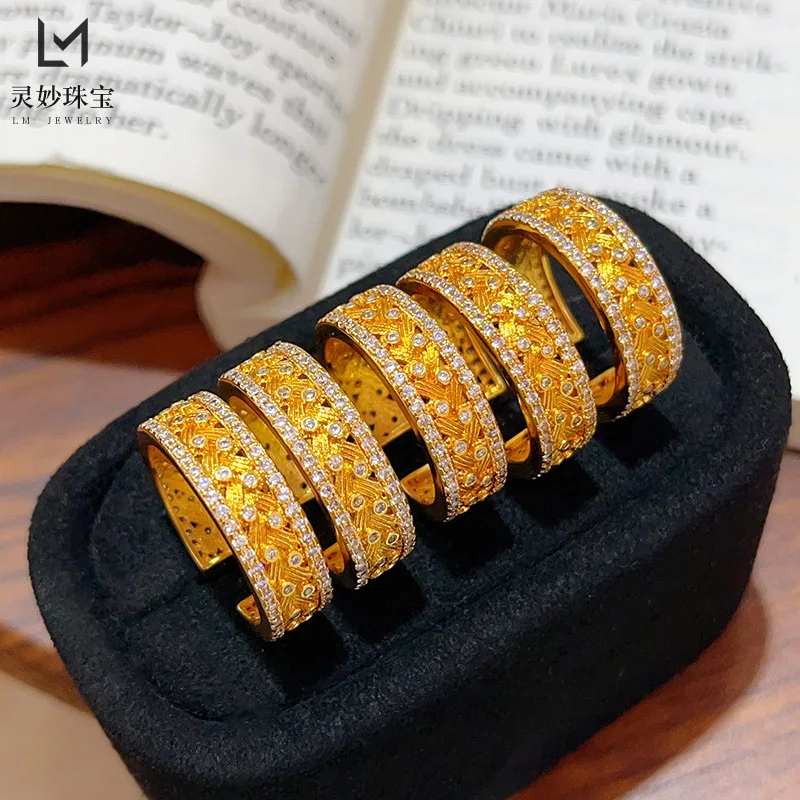 Women's Wheat Ear Open Ring, 24K Gold, AU999 | 