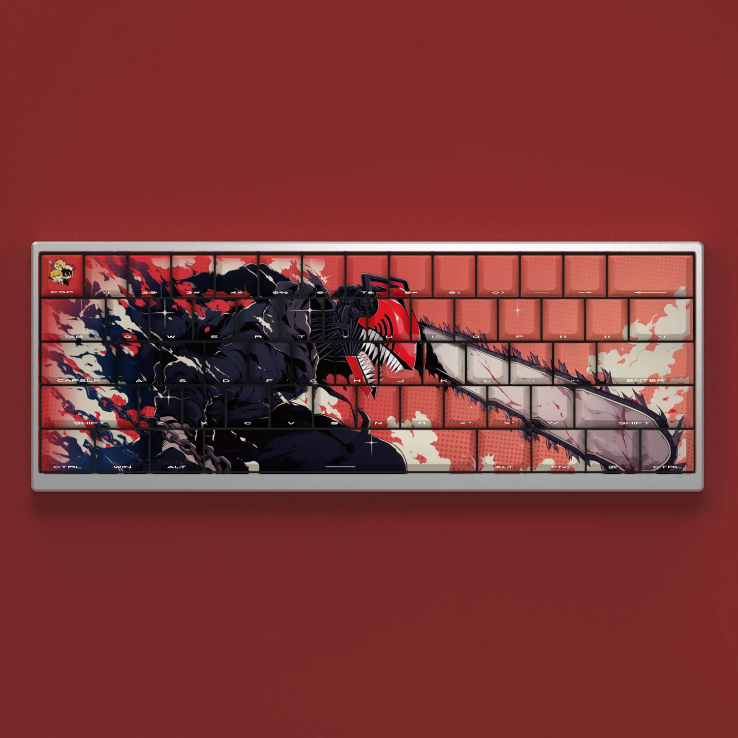 Anime Chainsaw Man Keycap Cherry Side Carving Cartoon Pbt Sublimation Personalized Customized Keycaps For Mechanical Keyboard