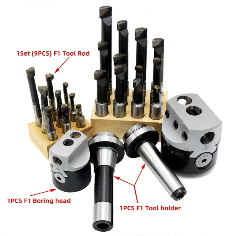 

1set F1 2inch 50mm boring head+1pcs Morse holder+9pcs 12mm bar F1-50mm Boring head for cnc lathe bored boring tool set