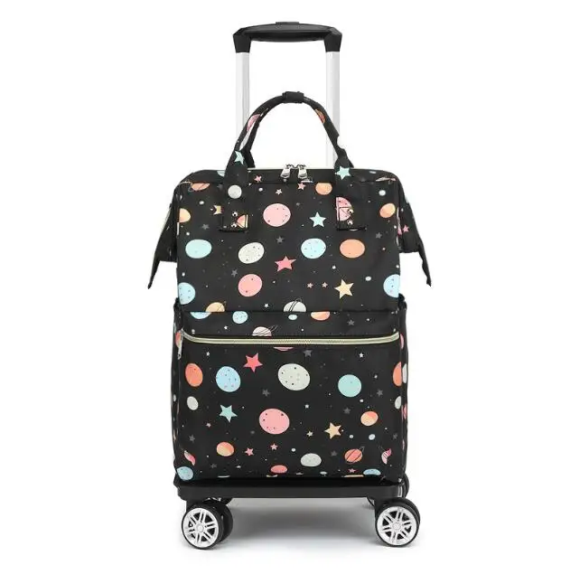 Women Travel trolley Luggage Bag  carry on luggage Bag on wheel Hand Rolling Luggage Tote Handbag Women Rolling wheeled Backpack