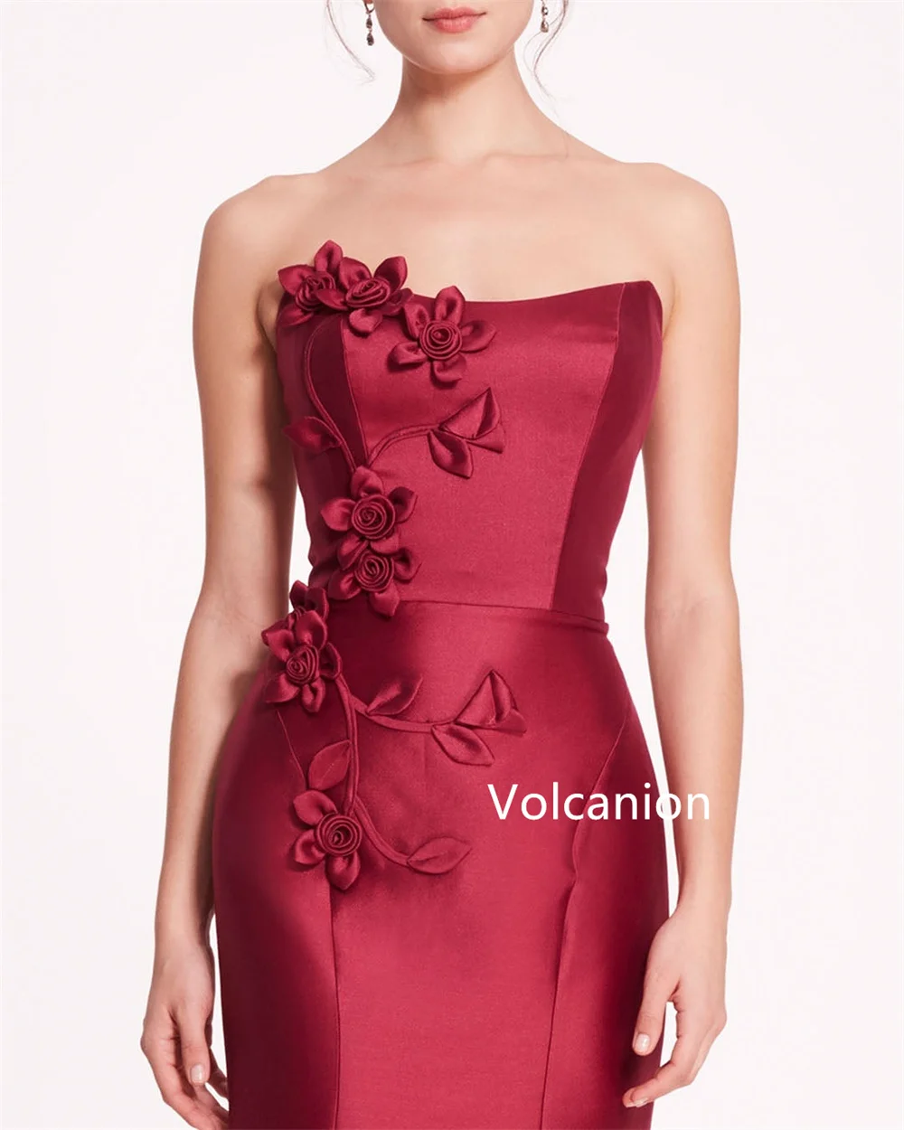 Gaun Panjang Tanpa Tali Terompet Applique Charmeuse Kustom Acara Malam Dipesan Lebih Dahulu Indah Sederhana Kualitas Tinggi