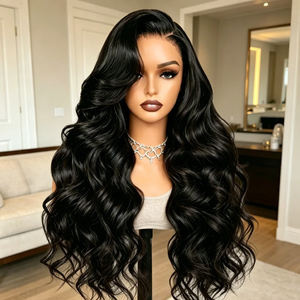 T13x6 T13x5 Body Wave 250% Density Human Hair Lace Frontal Wig 32 Inch T4x4 Lace Front Body Wave Wig Colored Natural Human Hair