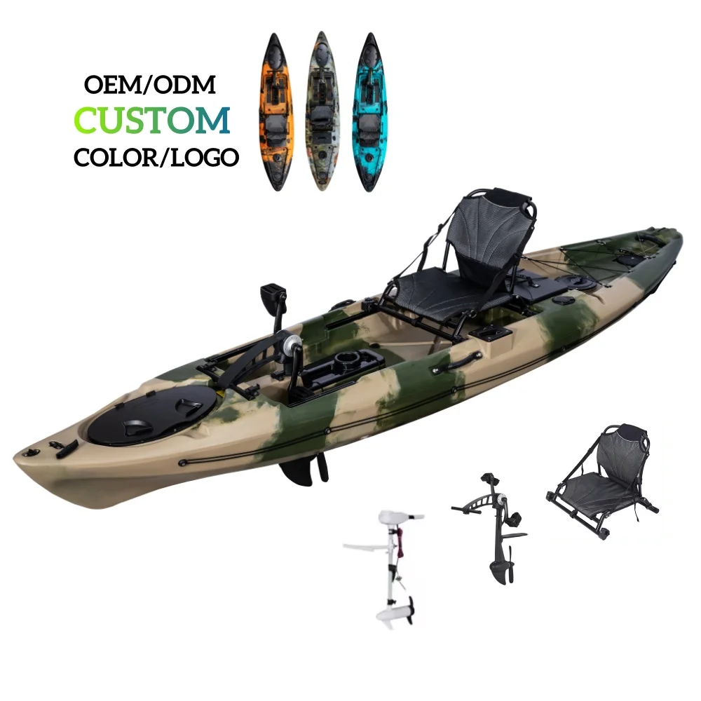 

LSF 12ft Single Sit-On-Top Fishing Kayak with Pedal System Outdoor Surfing Canoe Made of PE HDPE Material 1-Person Capacity