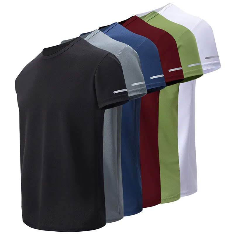 1 2 4Pcs Mens Summer Solid Color Quick Dry Short Sleeve Shirt Loose Sports Running Casual Young Middle Aged Breathable Top Tee
