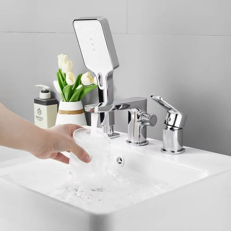 التصميم الحديث اثنين من وظيفة صنبور حوض استحمام للاستخدام في الحمام لأحواض الحوض صنبور مغسلة أنيقة #3