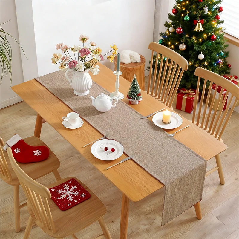 علم طاولة مقاوم للتجاعيد من البوليستر بلون سادة لعيد الميلاد يستخدم لتزيين طاولة المطبخ في مطعم الحفلات #3