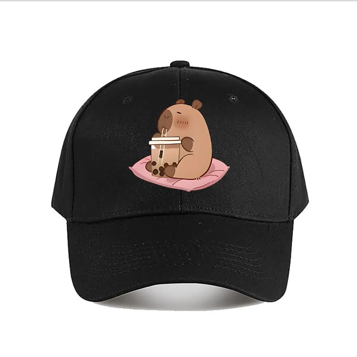 Cute Capybara Plush Holding Bubble Tea Gift Baseball Cap Fashion Men Sunhat Women's Outdoor Sports Snapback Cap