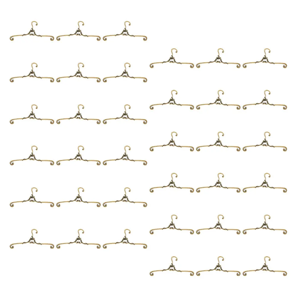 

48Pcs Miniature Metal Clothes Hangers Vintage Style for Dollhouse Wardrobe Display Organizer Accessories Miniature Coat Hangers