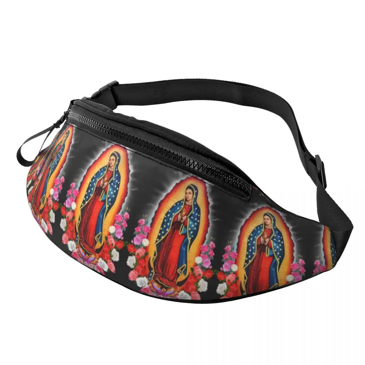 Bolsa de cintura de la Virgen María de Guadalupe, México, santo católico, para mujeres y hombres, riñonera cruzada, bolsa para dinero para teléfono