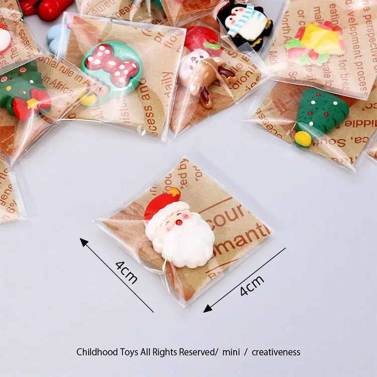 100Pcs Mixed Resin Christmas Flatback Figurine, Santa Claus, Reindeer, Snowman, Christmas Tree Decoration DIY New Year Gifts