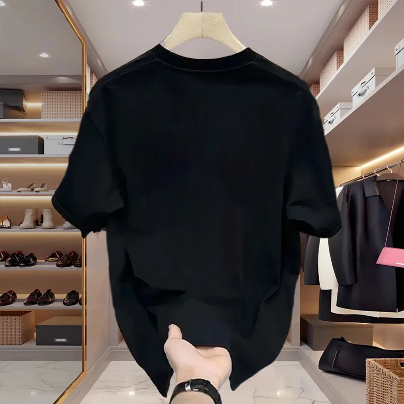 Men's Summer 2026 New Cotton Short-Sleeve T-shirt with Chinese Fortune Pattern, National Trend Couple Top for Men and Women