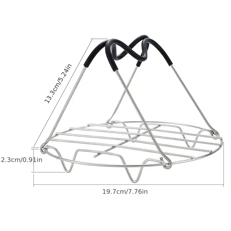 1pc Stainless Steel Steaming Rack with Silicone Handle - Long Handles for Easy Chicken & Pot Removal